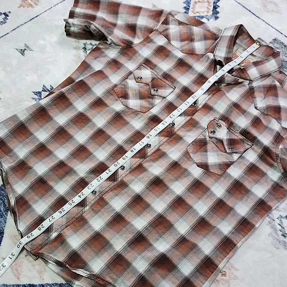 Vintage Wrangler Short-Sleeve Pearl-Snap Plaid Western Shirt – Size S, Retro - Picture 8 of 9